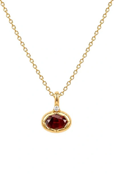 Made By Mary Oval Birthstone Charm Necklace In Gold