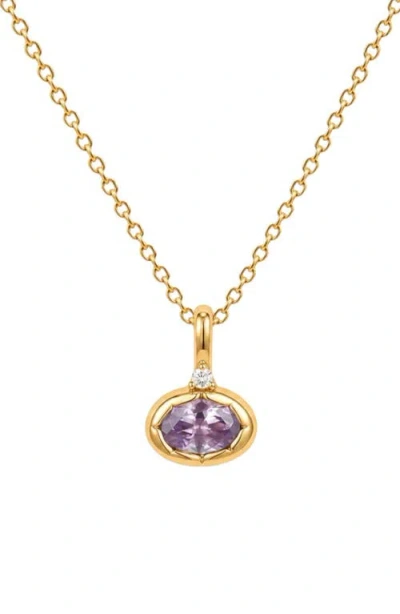 Made By Mary Oval Birthstone Charm Necklace In Gold Vermeil - June