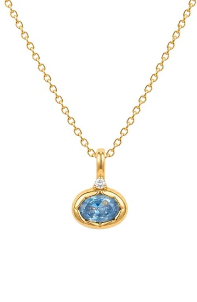 Made By Mary Oval Birthstone Charm Necklace In Gold Vermeil - March
