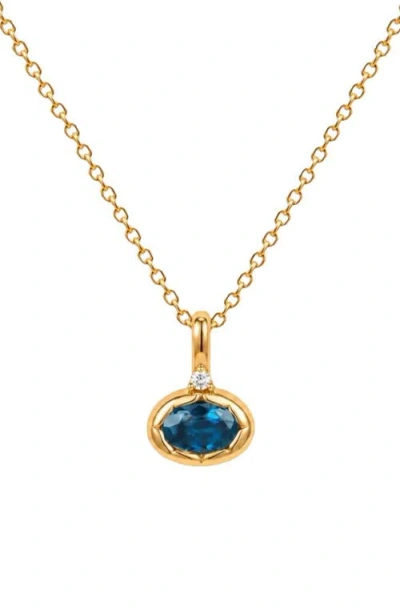 Made By Mary Oval Birthstone Charm Necklace In Gold Vermeil - September