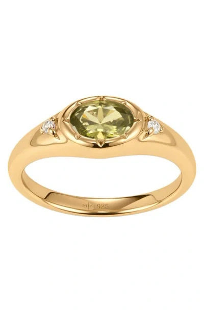 Made By Mary Oval Birthstone Signet Ring In Gold