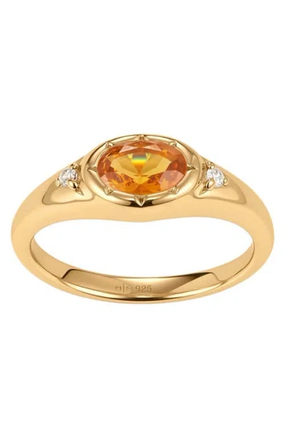 Made By Mary Oval Birthstone Signet Ring In Gold