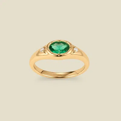 Made By Mary Oval Birthstone Signet Ring In Gold