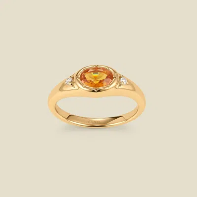 Made By Mary Oval Birthstone Signet Ring In Orange