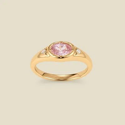 Made By Mary Oval Birthstone Signet Ring In Pink