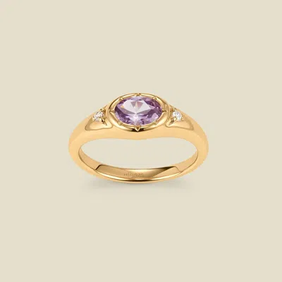 Made By Mary Oval Birthstone Signet Ring In Purple