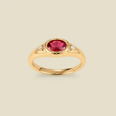 Made By Mary Oval Birthstone Signet Ring In Red