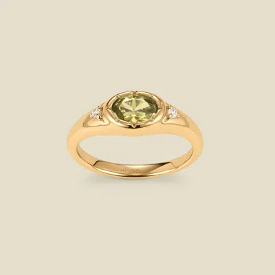 Made By Mary Oval Birthstone Signet Ring In Silver