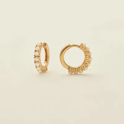 Made By Mary Pearl Huggie Hoop Earrings In Multi