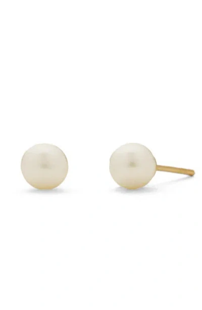 Made By Mary Pearl Stud Earrings In Gold