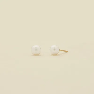 Made By Mary Pearl Stud Earrings In White