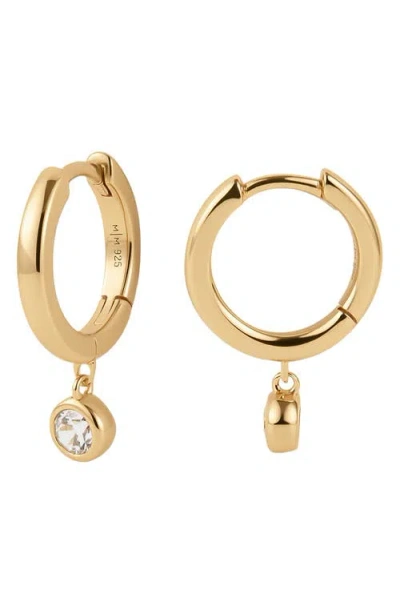 Made By Mary Poppy Cubic Zirconia Drop Hoop Earrings In Gold