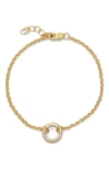 Made By Mary Rolo Charm Bracelet With Cz Link Lock In Gold