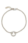 Made By Mary Rolo Charm Bracelet With Cz Link Lock In Silver