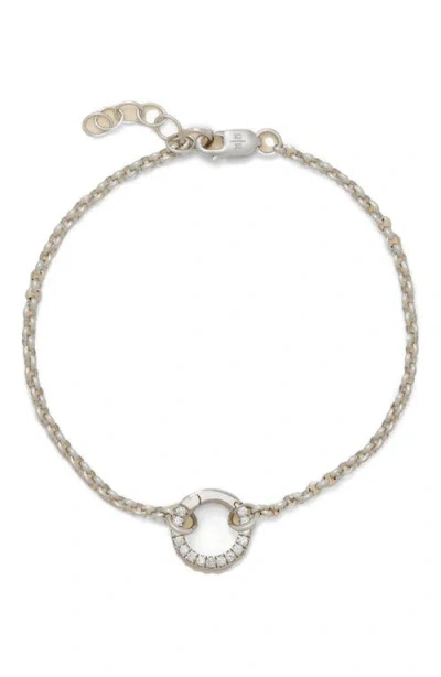 Made By Mary Rolo Charm Bracelet With Cz Link Lock In Silver