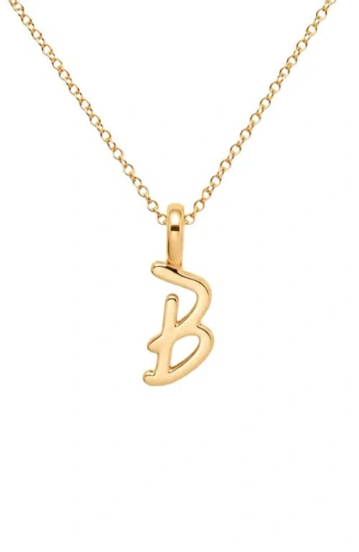 Made By Mary Script Initial Charm Necklace In Gold Vermeil - B