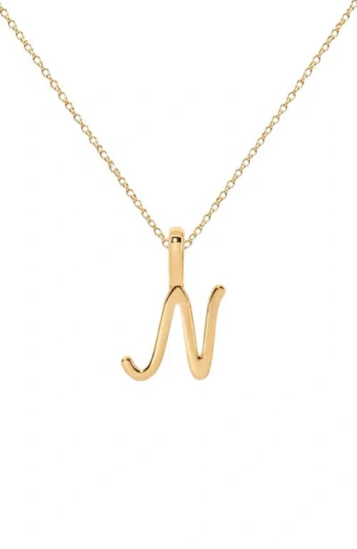 Made By Mary Script Initial Charm Necklace In Gold Vermeil - N