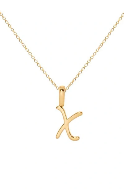 Made By Mary Script Initial Charm Necklace In Gold Vermeil - X