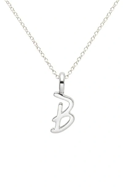 Made By Mary Script Initial Charm Necklace In Silver - B