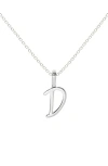 Made By Mary Script Initial Charm Necklace In Silver - D