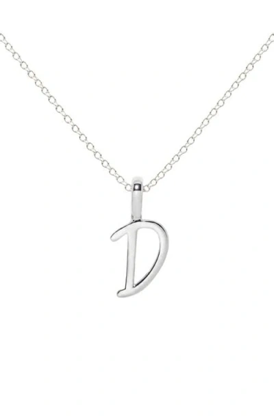 Made By Mary Script Initial Charm Necklace In Silver - D