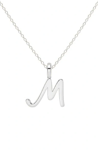 Made By Mary Script Initial Charm Necklace In Silver - M