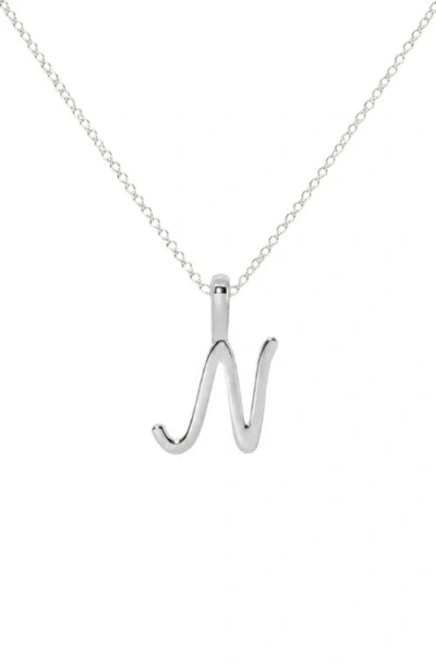 Made By Mary Script Initial Charm Necklace In Silver - N