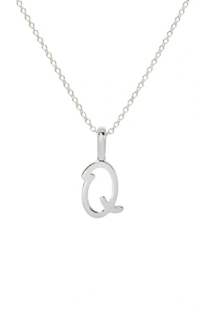 Made By Mary Script Initial Charm Necklace In Silver - Q