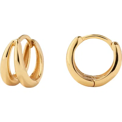 Made By Mary Split Huggie Hoop Earrings In Gold