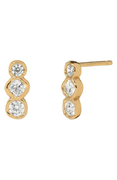 Made By Mary Tova Bezel Set Drop Stud Earrings In Gold