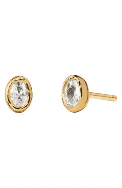 Made By Mary Tova Organic Cz Stud Earrings In Gold