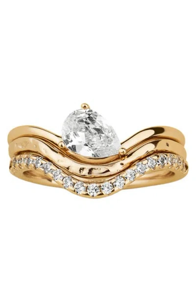 Made By Mary Tova Pear Ring Set In Gold Vermeil