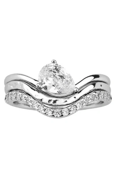 Made By Mary Tova Pear Ring Set In Silver
