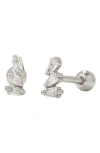 Made By Mary Triple Baguette Stud Earrings In Silver