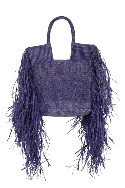 Made For A Woman Kifafa Raffia Tote Bag In Purple