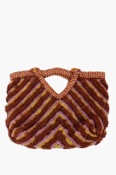 Made For A Woman Raffia Hand Bagwith Fringes In Brown