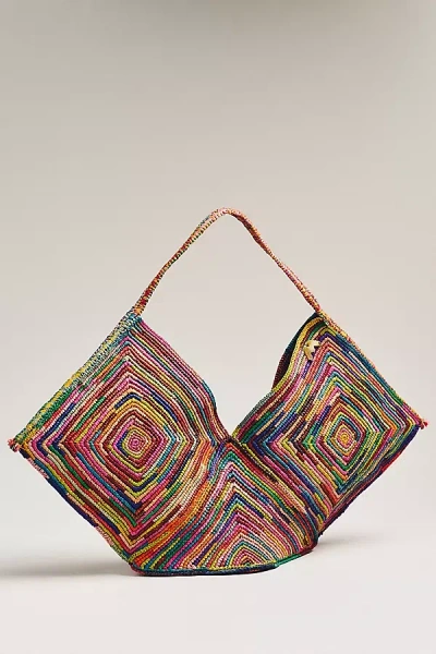 Made For A Woman Raffia Large Tote In Multi