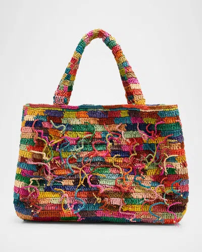 Made For A Woman Spaghetti Woven Tote Bag With Beaded Fringe