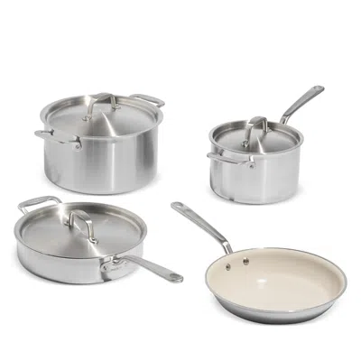 Made In Ceramiclad 7-piece Cookware Set In Silver