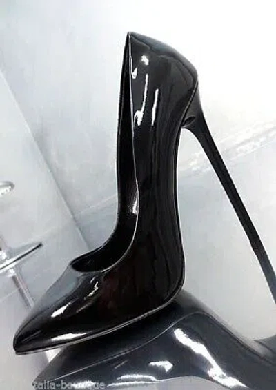 Pre-owned Made In Italy 1969  Stiletto High Heels Pigalle Style Leather Pumps Black 38 In Schwarz