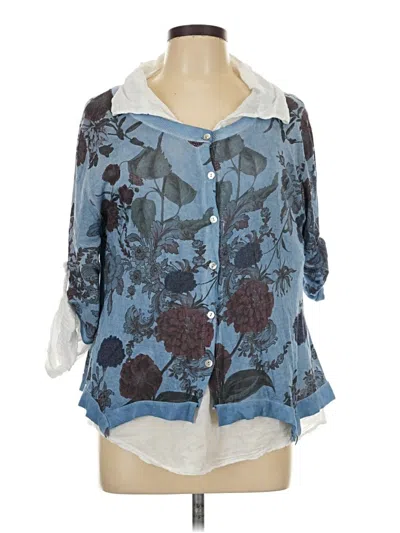 Pre-owned Made In Italy 3/4 Sleeve Blouse In Blue