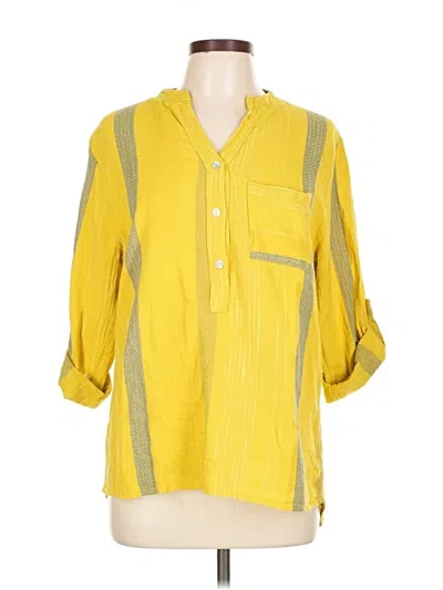 Pre-owned Made In Italy 3/4 Sleeve Button Down Shirt In Yellow
