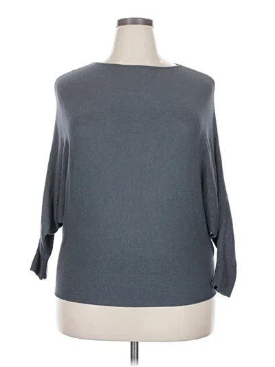 Pre-owned Made In Italy 3/4 Sleeve Top Gray Boatneck Tops