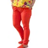 Made In Italy 4-way Stretch Button-detail Pants In Tangerine In Orange