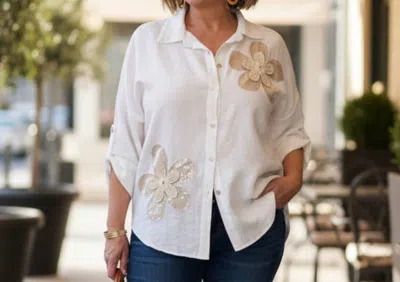Made In Italy A Winter Bloom Shirt In White In Multi