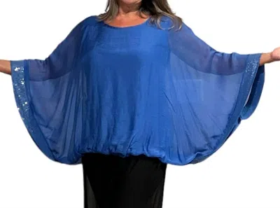 Made In Italy Angela Silk Blouse In Electric Blue
