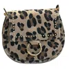 Made In Italy Animal Print Suede Bag In Taupe In Gray