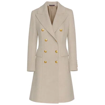 Made In Italy Beige Wool Jackets & Coat In Gold