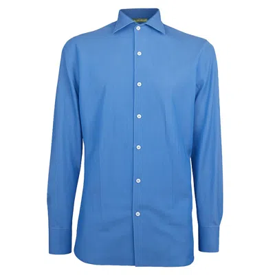 MADE IN ITALY BLUE COTTON MEN'S SHIRT