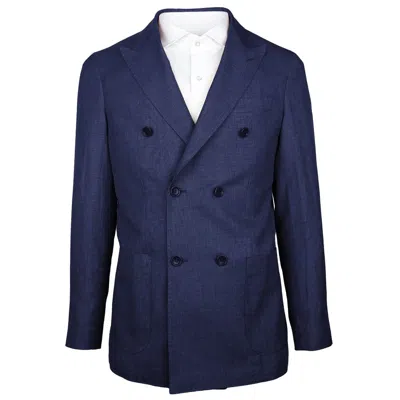 Made In Italy Blue Linen Blazer